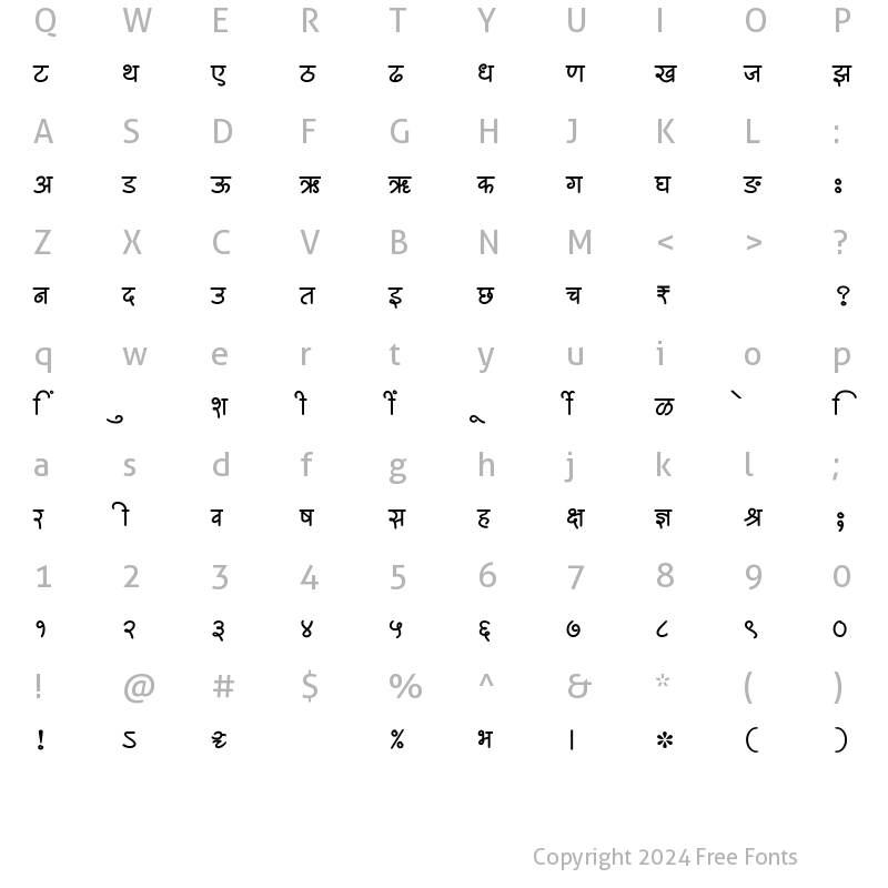 Character Map of SHREE-DEV7-1273 Regular