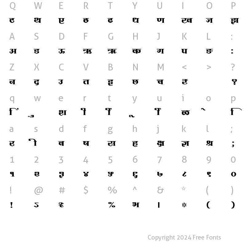 Character Map of SHREE-DEV7-1276 Regular