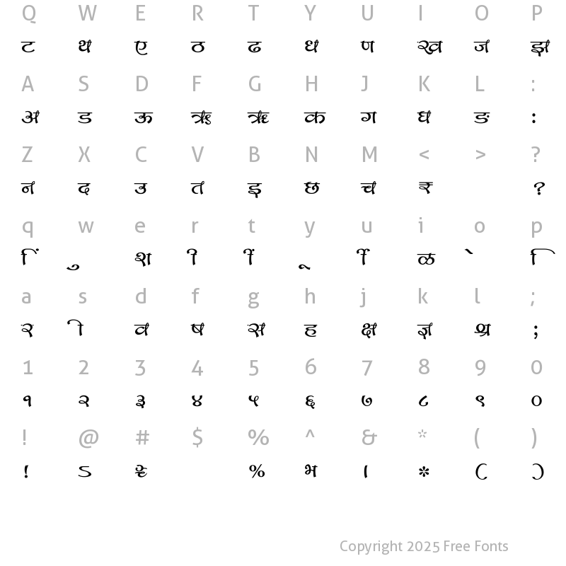 Character Map of SHREE-DEV7-1282 Regular