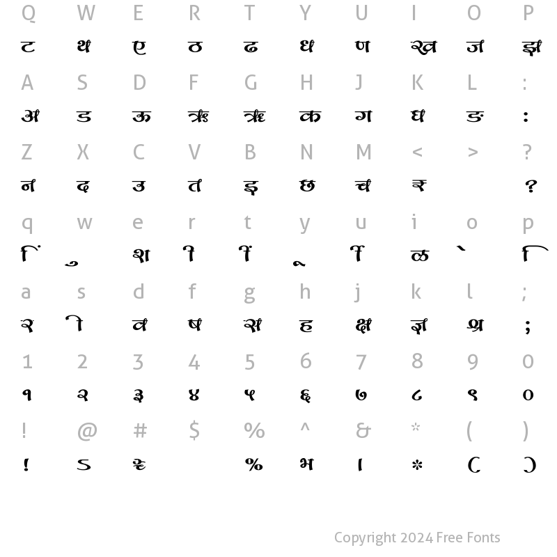 Character Map of SHREE-DEV7-1283 Regular