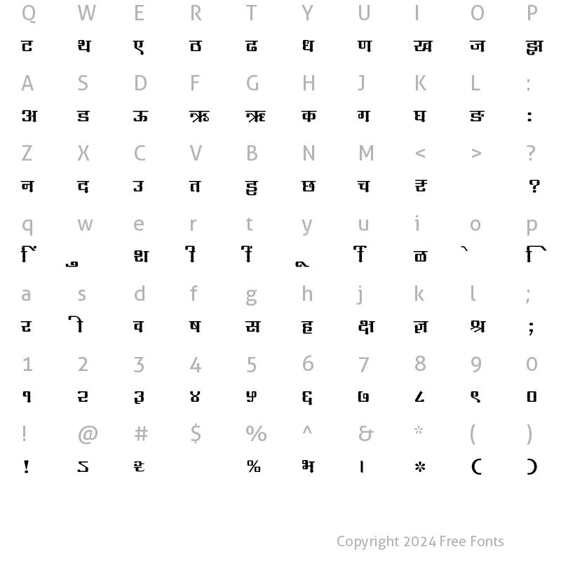 Character Map of SHREE-DEV7-1291 Regular