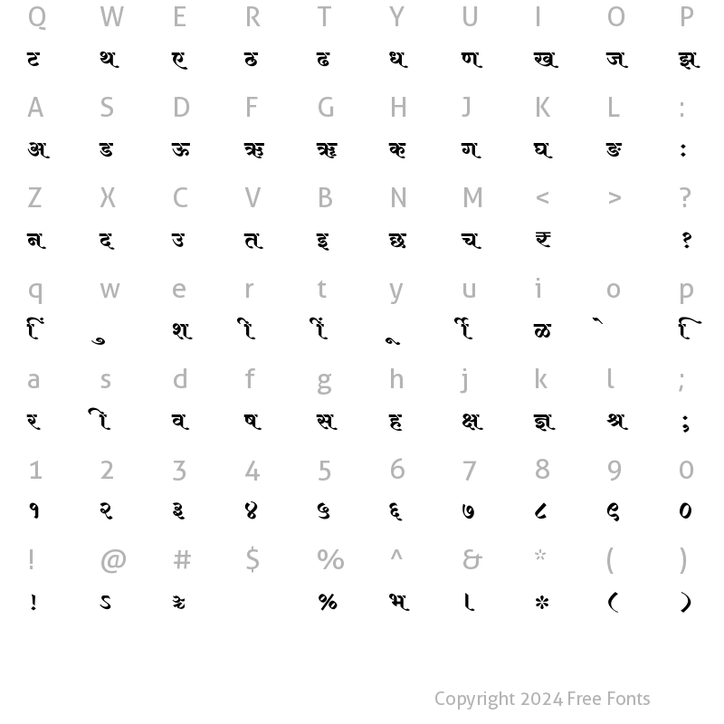 Character Map of SHREE-DEV7-2311 Regular