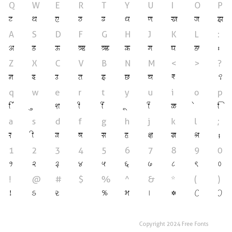 Character Map of SHREE-DEV7-2312 Regular