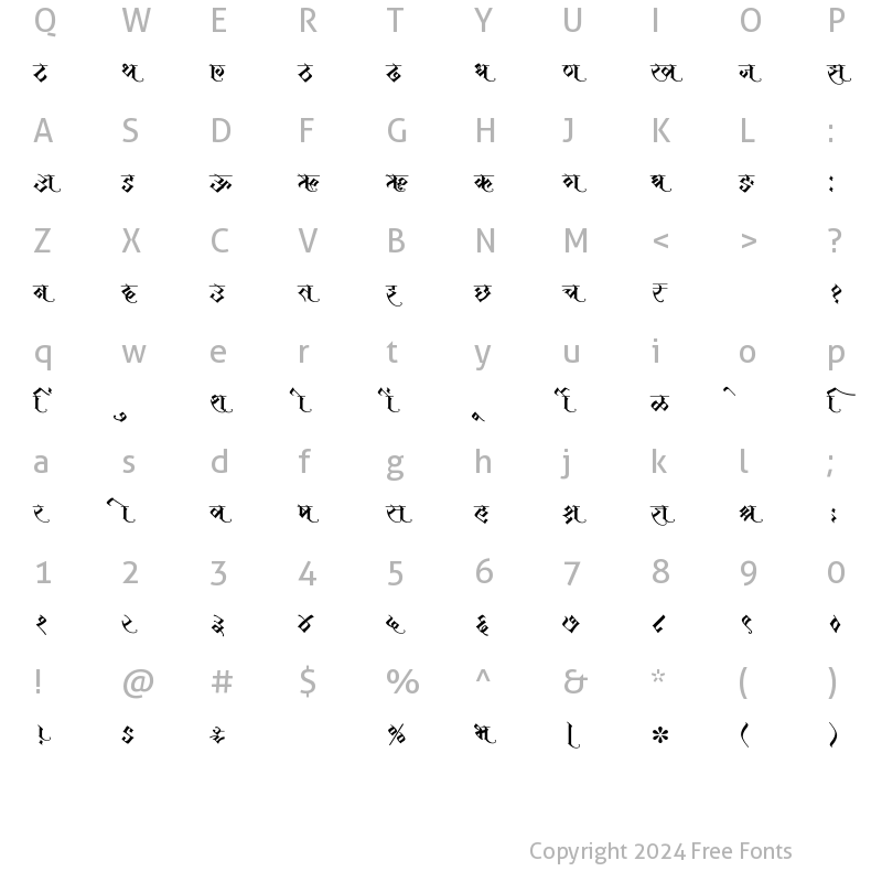 Character Map of SHREE-DEV7-2313 Regular