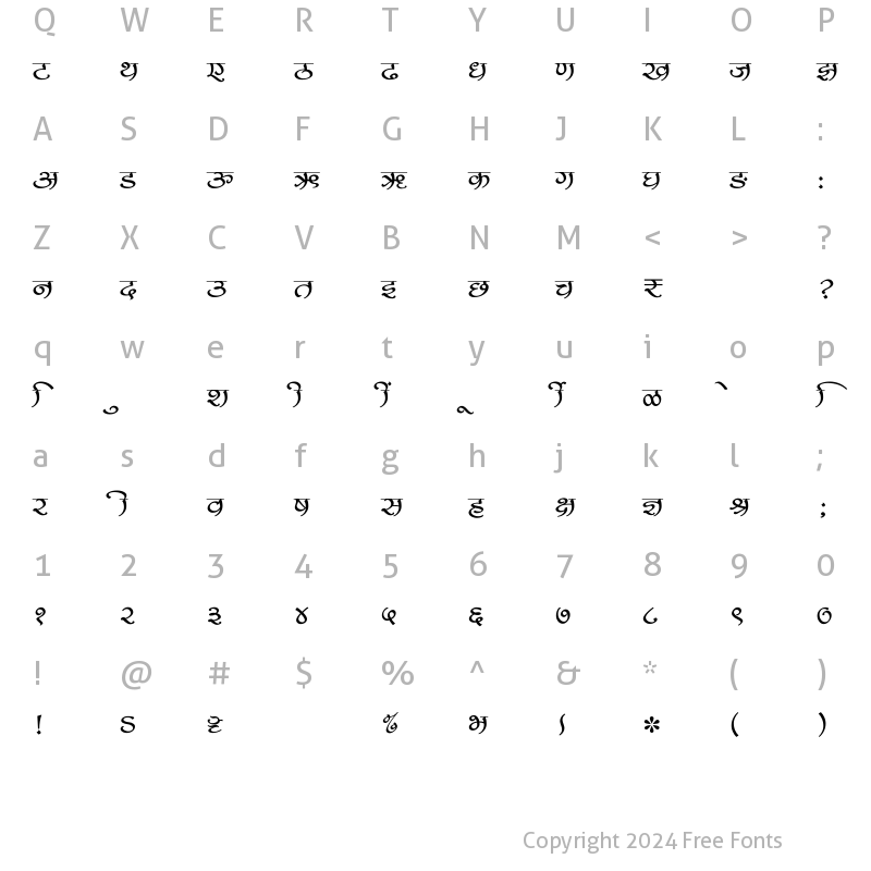 Character Map of SHREE-DEV7-2314 Regular