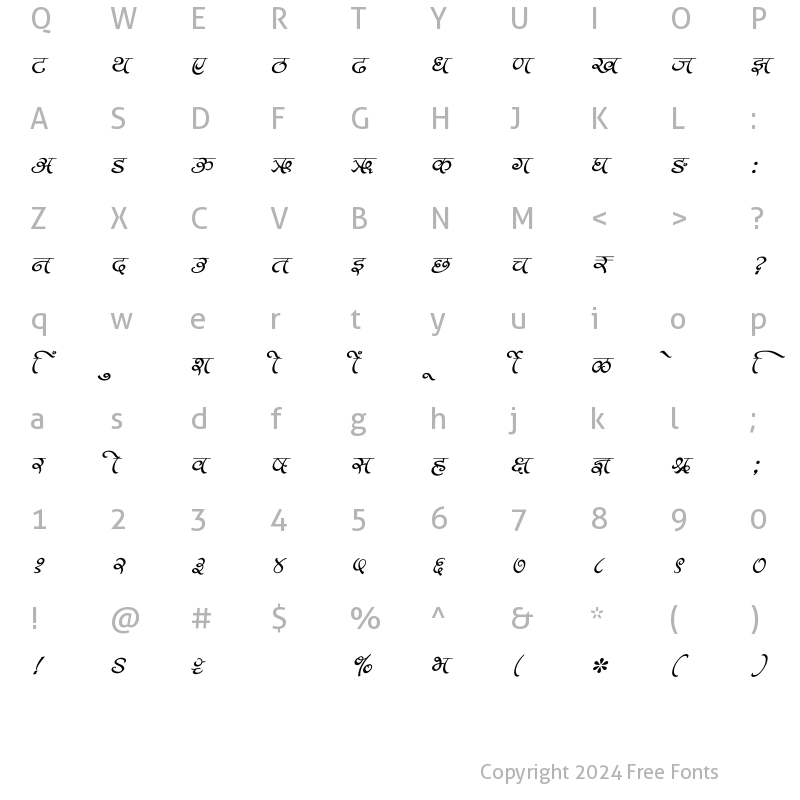 Character Map of SHREE-DEV7-2315 Regular