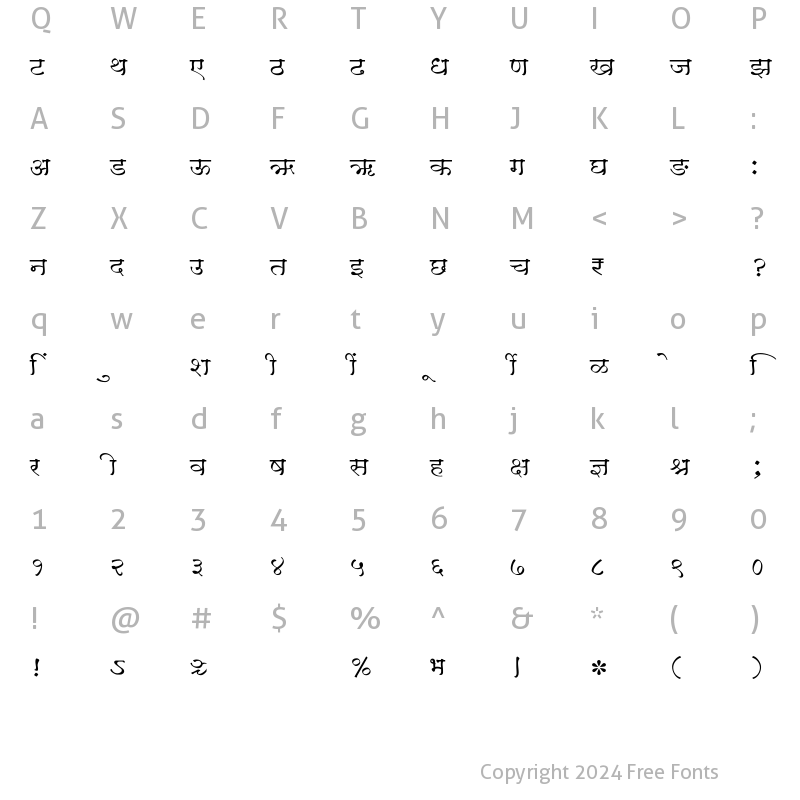 Character Map of SHREE-DEV7-2316 Regular