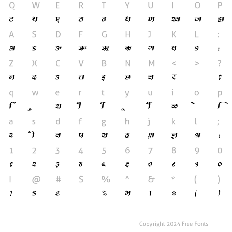 Character Map of SHREE-DEV7-2319 Regular