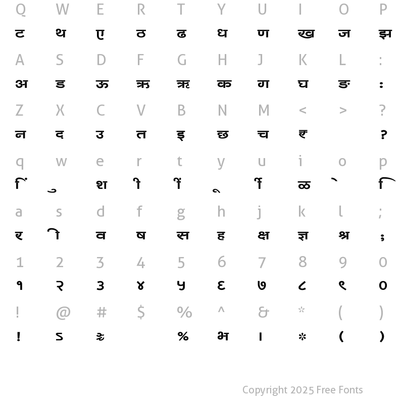 Character Map of SHREE-DEV7-2324 Regular