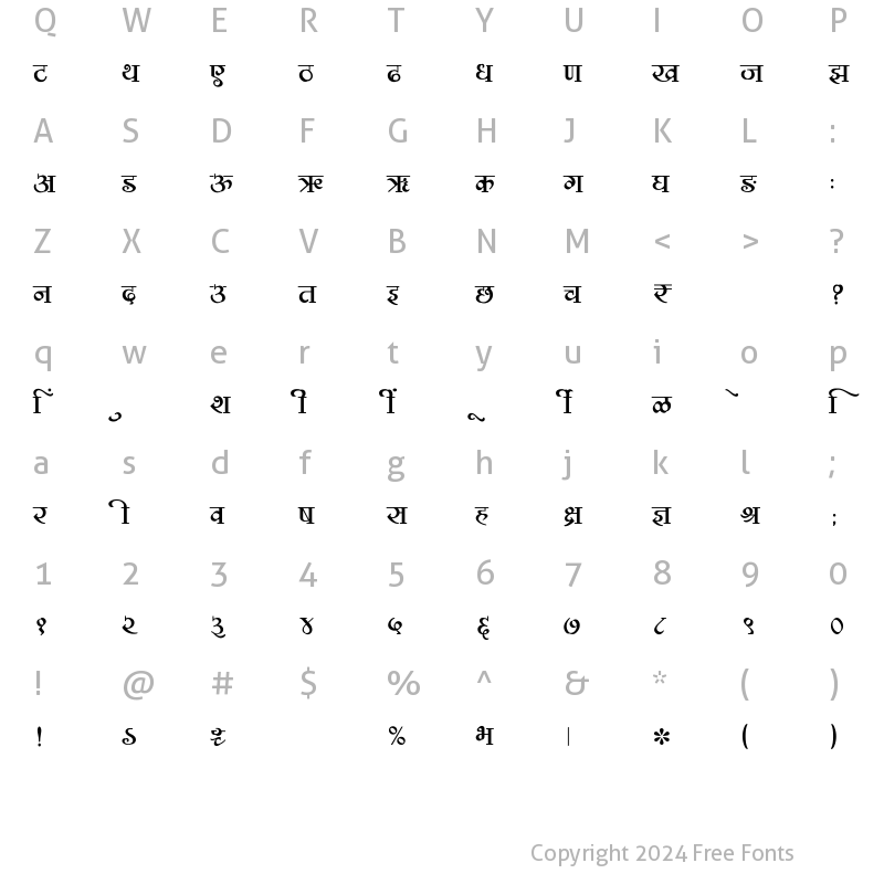 Character Map of SHREE-DEV7-2331 Regular