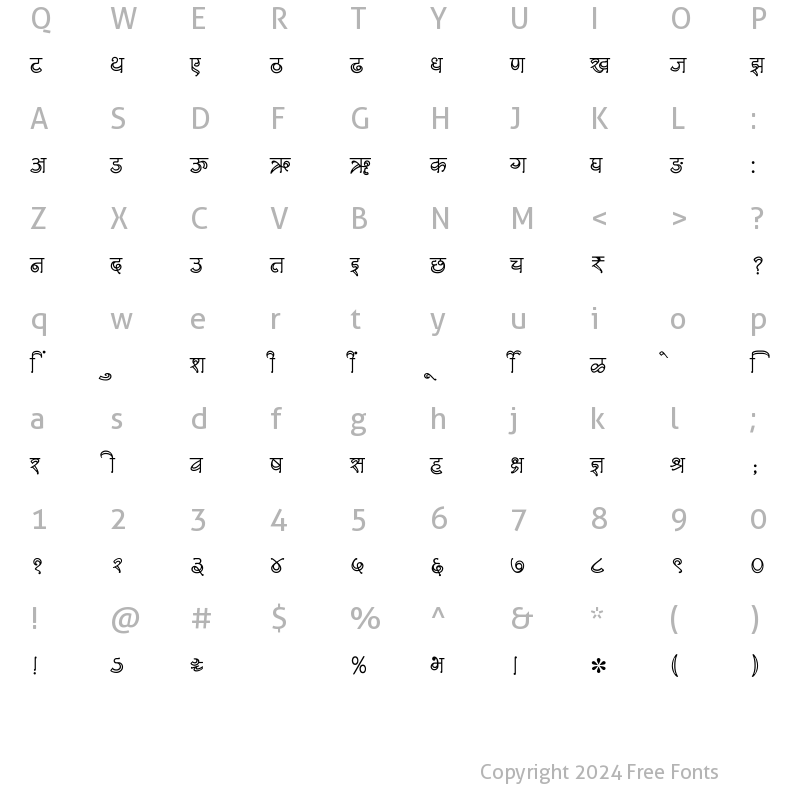 Character Map of SHREE-DEV7-2333 Regular