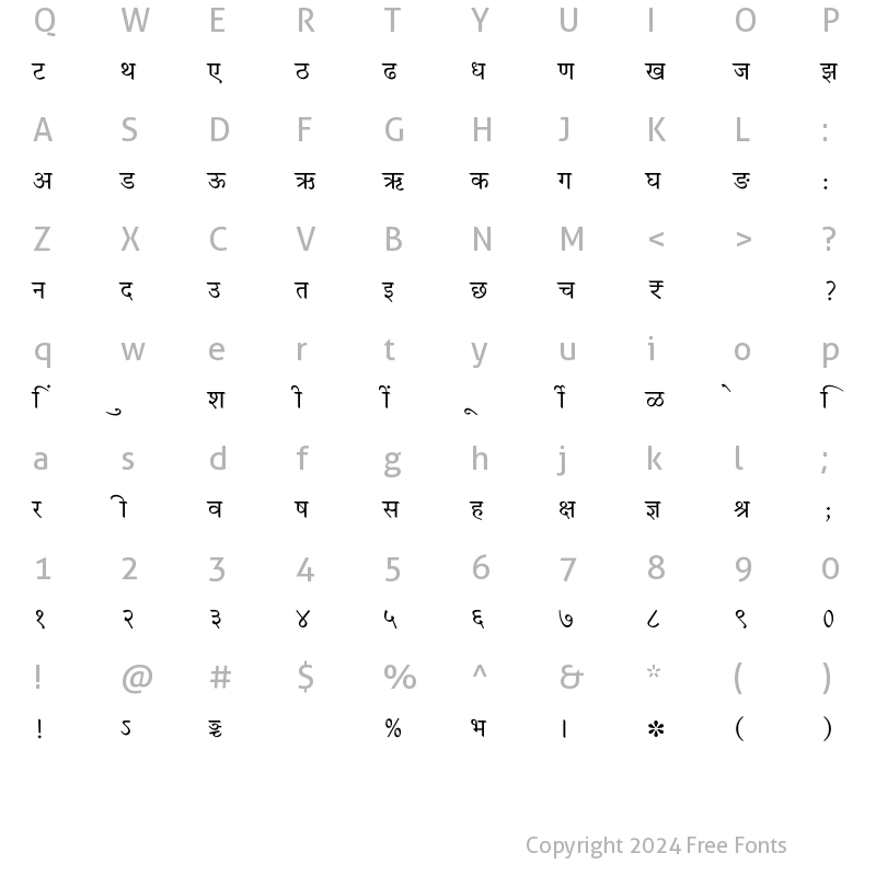 Character Map of SHREE-DEV7-2335 Regular