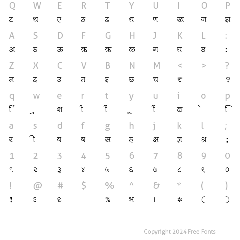 Character Map of SHREE-DEV7-2338 Regular