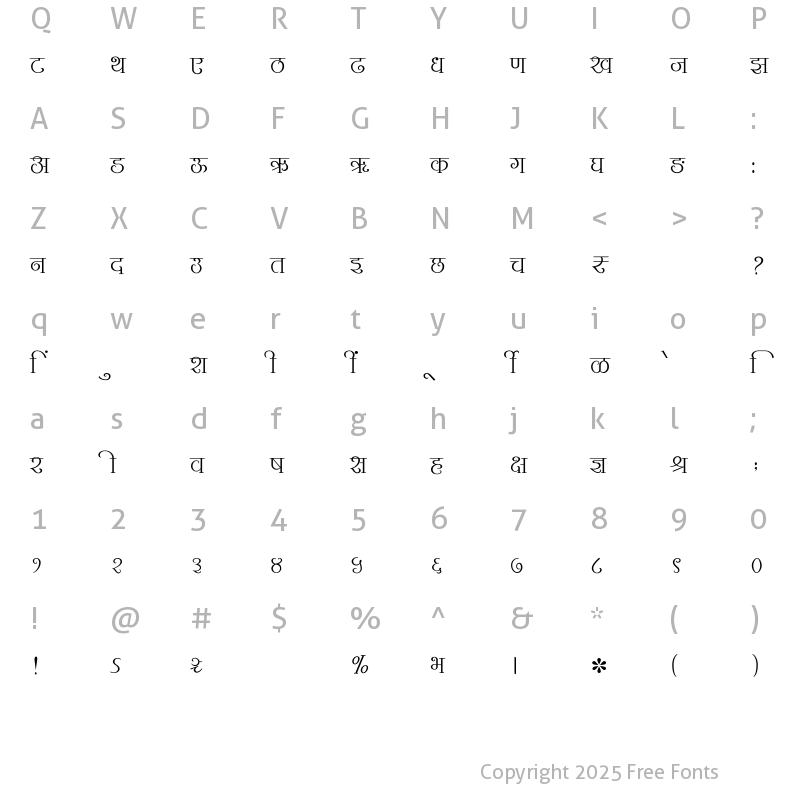 Character Map of SHREE-DEV7-2344 Regular