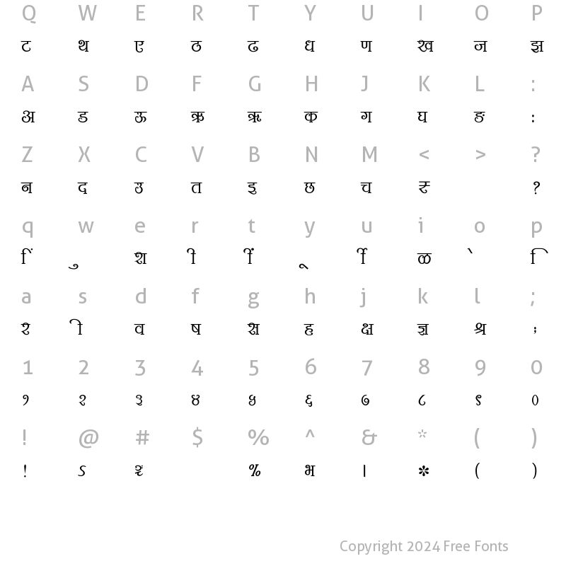 Character Map of SHREE-DEV7-2345 Regular