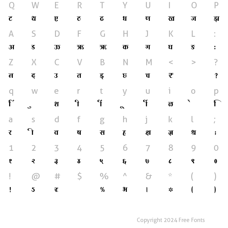 Character Map of SHREE-DEV7-2349 Regular