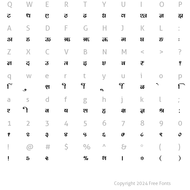 Character Map of SHREE-DEV7-2350 Regular