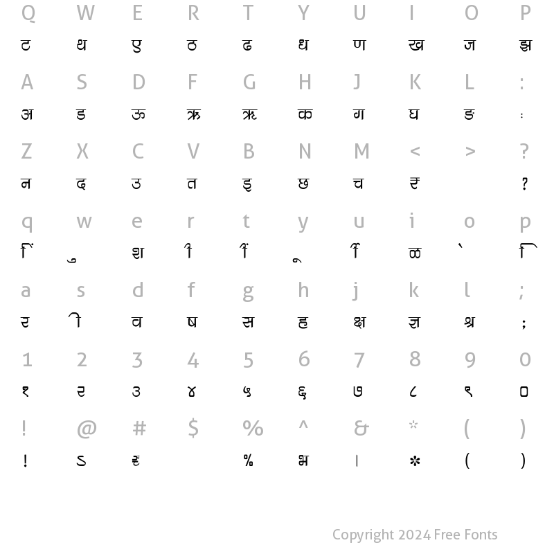 Character Map of SHREE-DEV7-2352 Regular