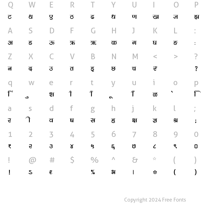 Character Map of SHREE-DEV7-2353 Regular