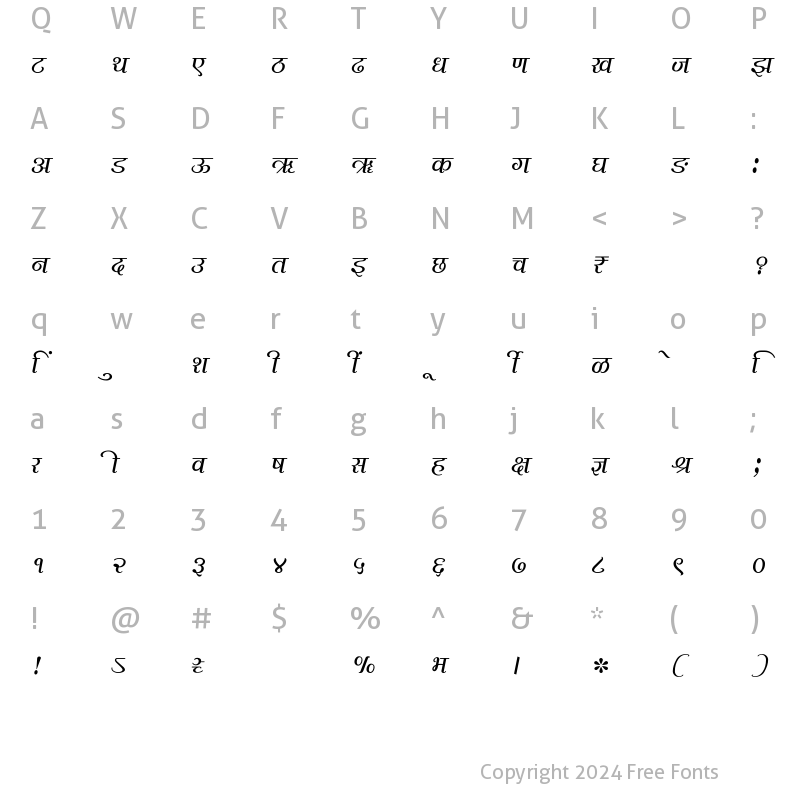 Character Map of SHREE-DEV7-2357 Regular