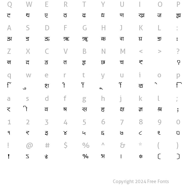 Character Map of SHREE-DEV7-2360 Regular