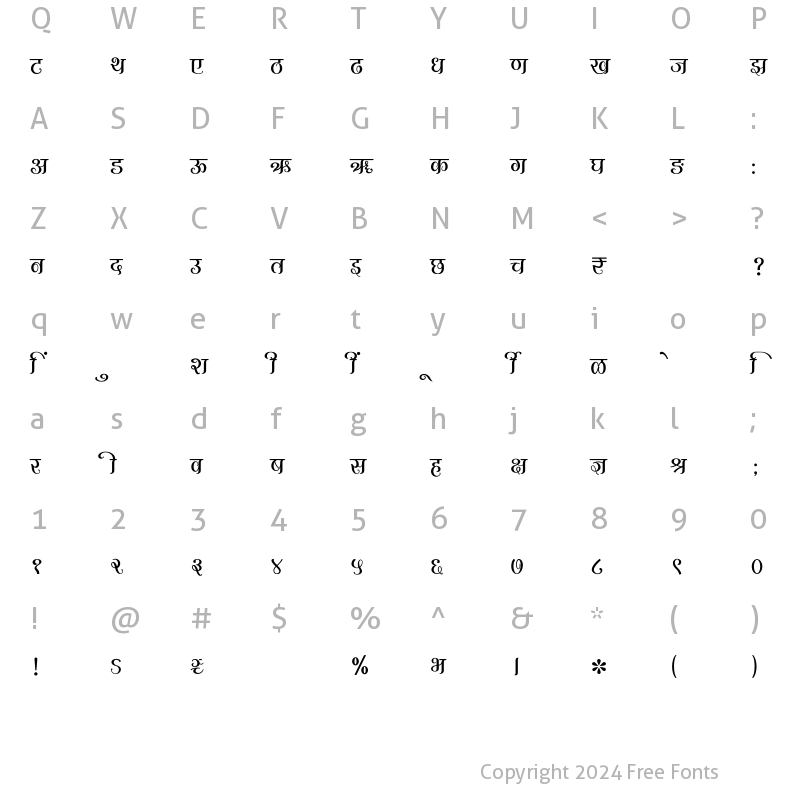 Character Map of SHREE-DEV7-2361 Regular