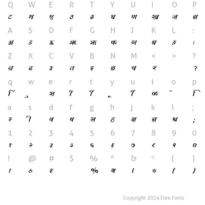 Character Map of SHREE-DEV7-2363 Regular