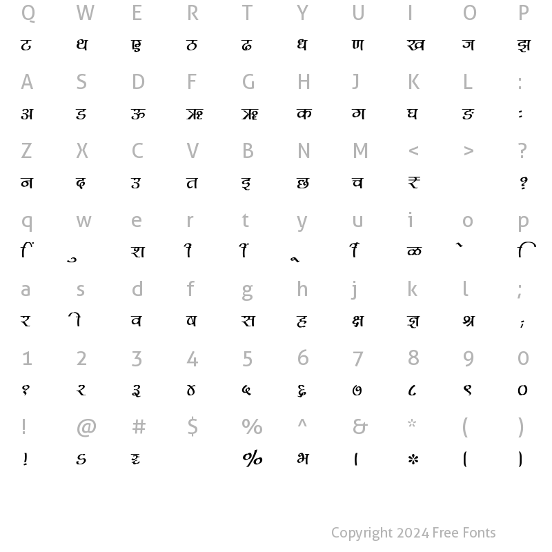 Character Map of SHREE-DEV7-2365 Regular