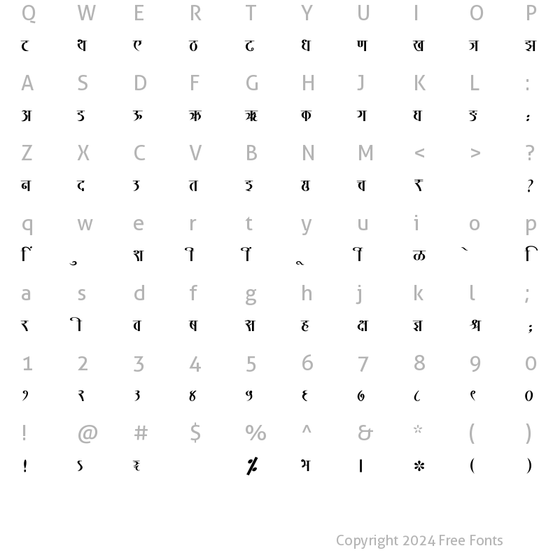 Character Map of SHREE-DEV7-2368 Regular