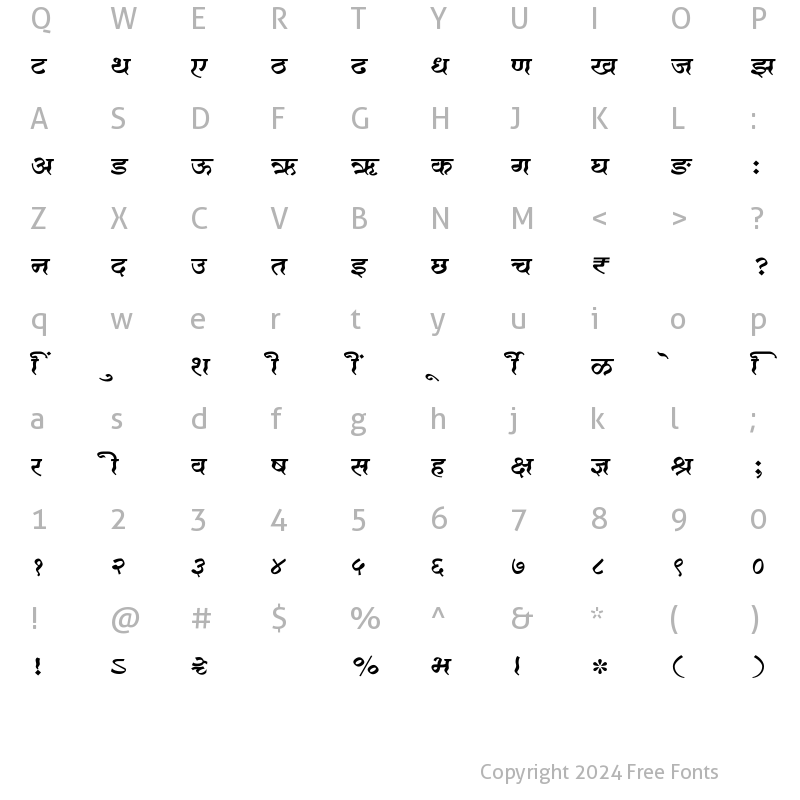 Character Map of SHREE-DEV7-2378 Regular