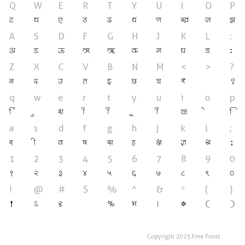 Character Map of SHREE-DEV7-2379 Regular