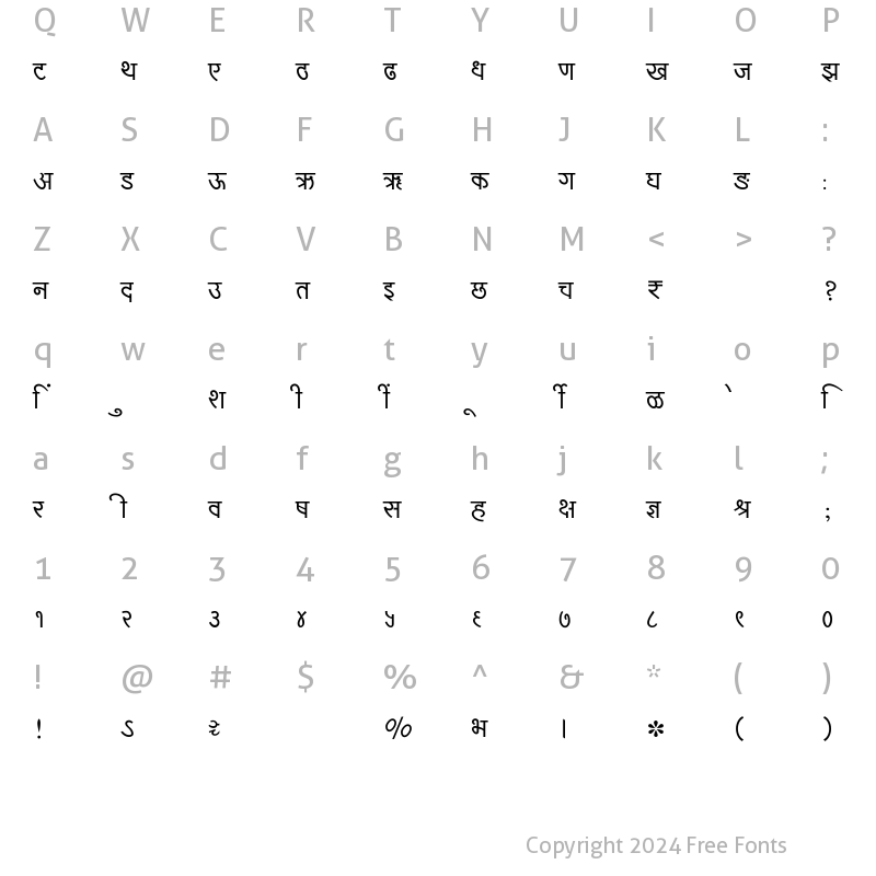 Character Map of SHREE-DEV7-2383 Regular