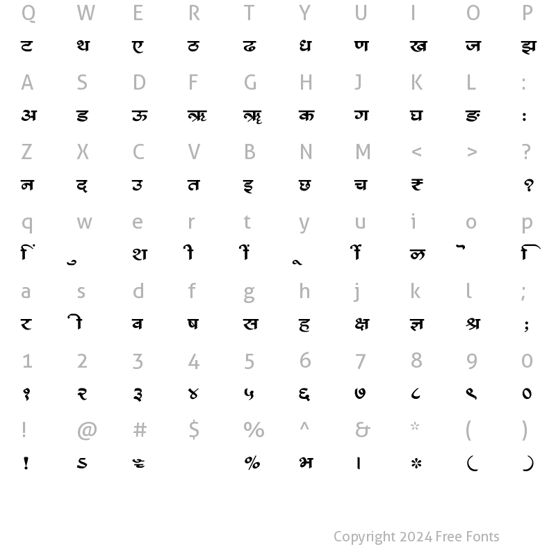 Character Map of SHREE-DEV7-2385 Regular