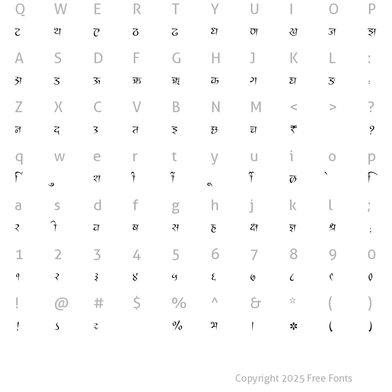 Character Map of SHREE-DEV7-2386 Regular