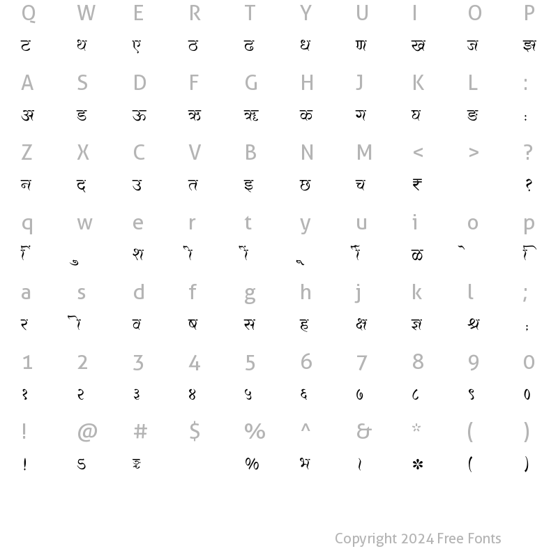 Character Map of SHREE-DEV7-2387 Regular