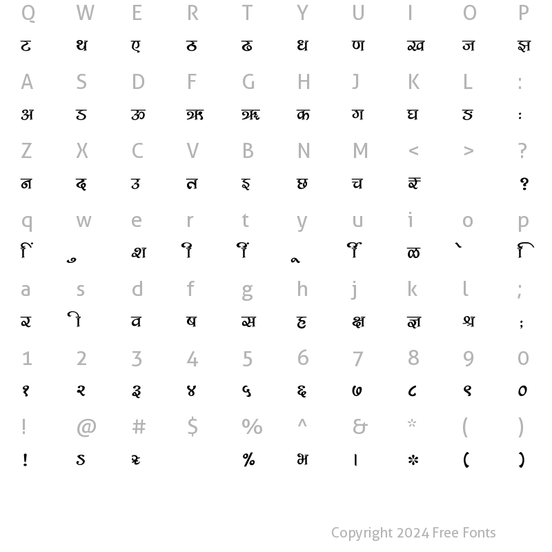 Character Map of SHREE-DEV7-2388 Regular