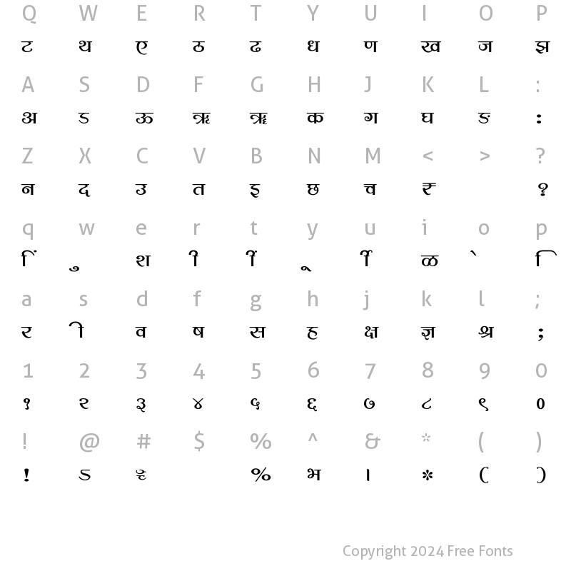 Character Map of SHREE-DEV7-2390 Regular