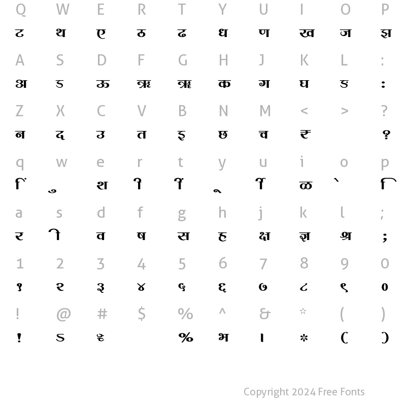 Character Map of SHREE-DEV7-2391 Regular