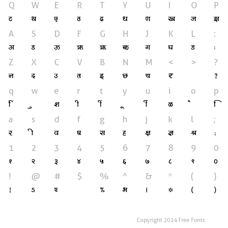 Character Map of SHREE-DEV7-2392 Regular