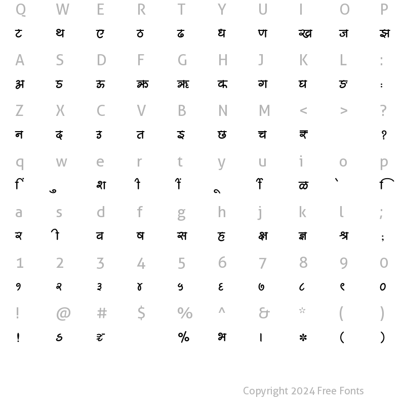 Character Map of SHREE-DEV7-2396 Regular