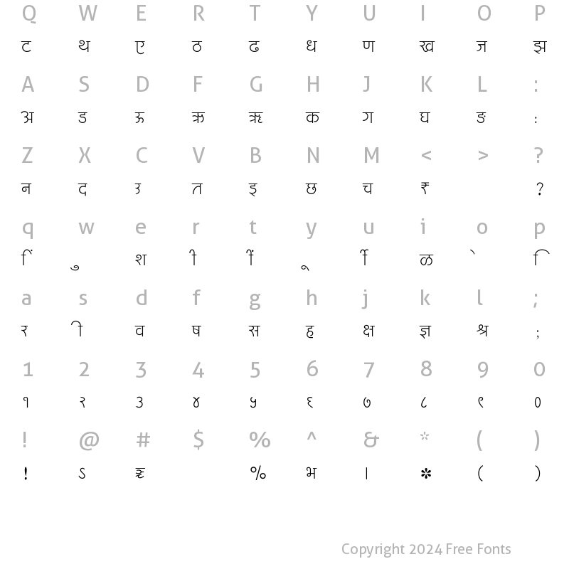 Character Map of SHREE-DEV7-2397 Regular