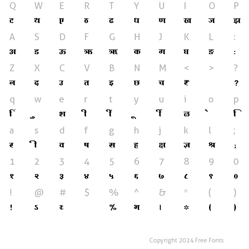 Character Map of SHREE-DEV7-2404 Regular