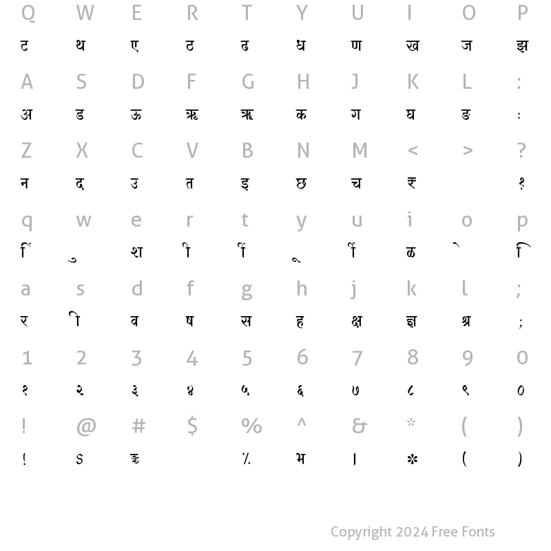 Character Map of SHREE-DEV7-2405 Regular