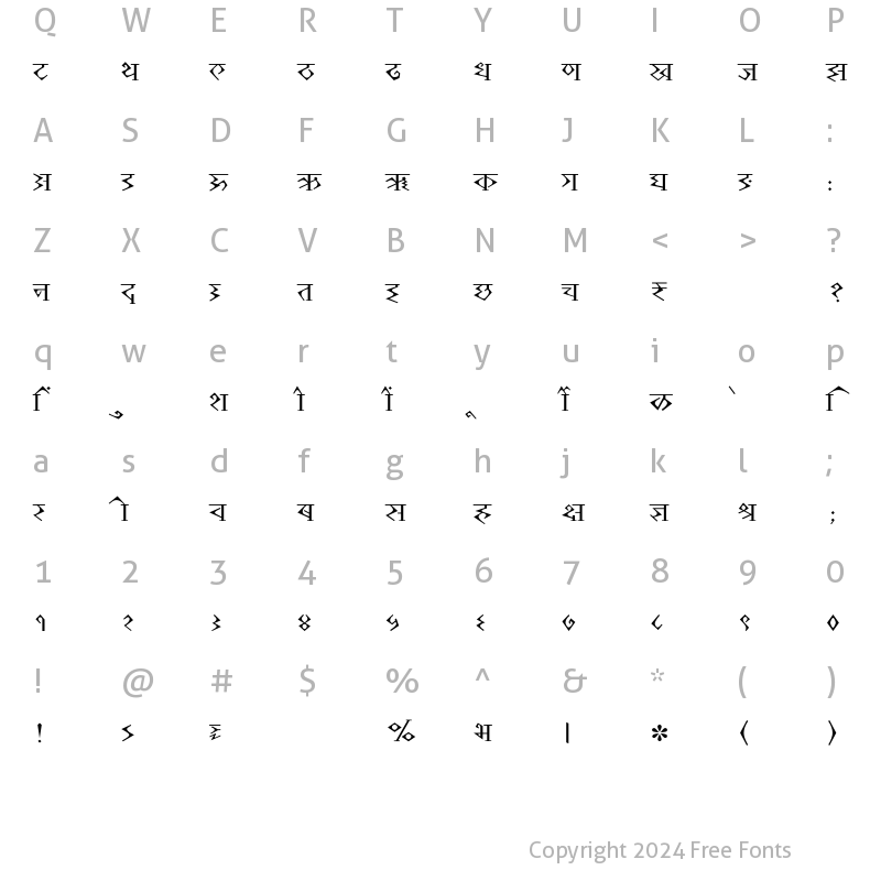 Character Map of SHREE-DEV7-2408 Regular