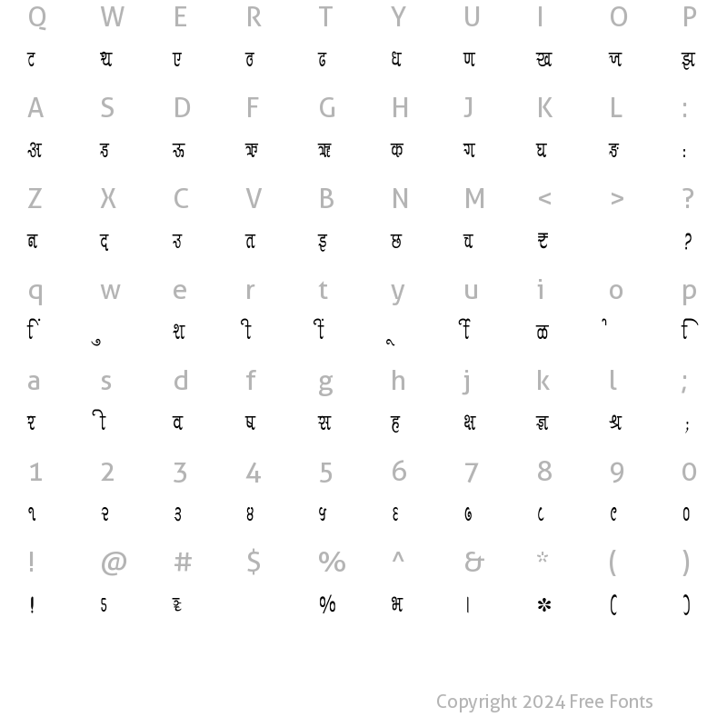 Character Map of SHREE-DEV7-2412 Regular