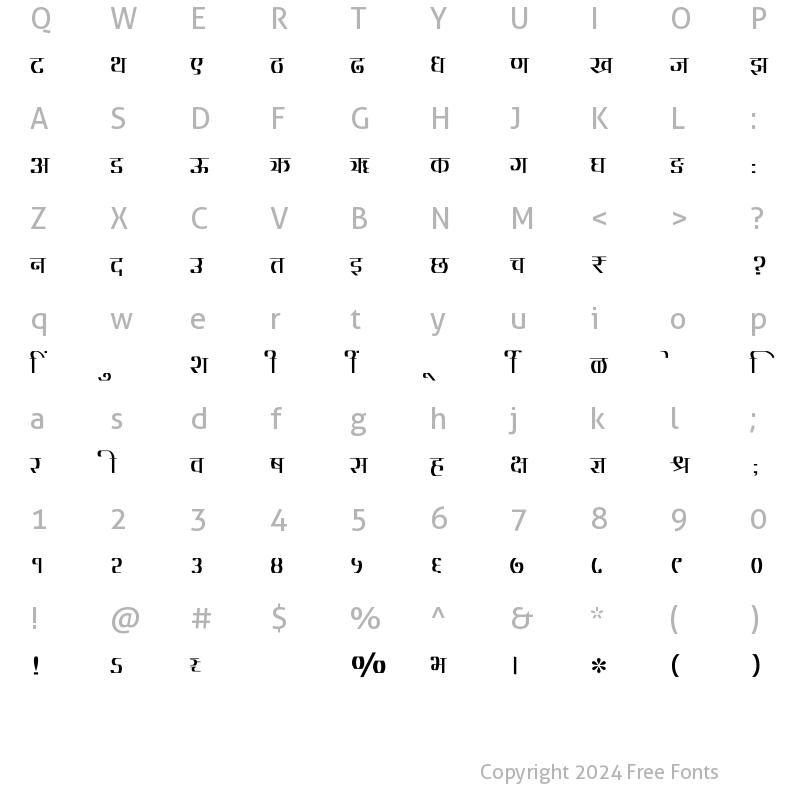 Character Map of SHREE-DEV7-2413 Regular