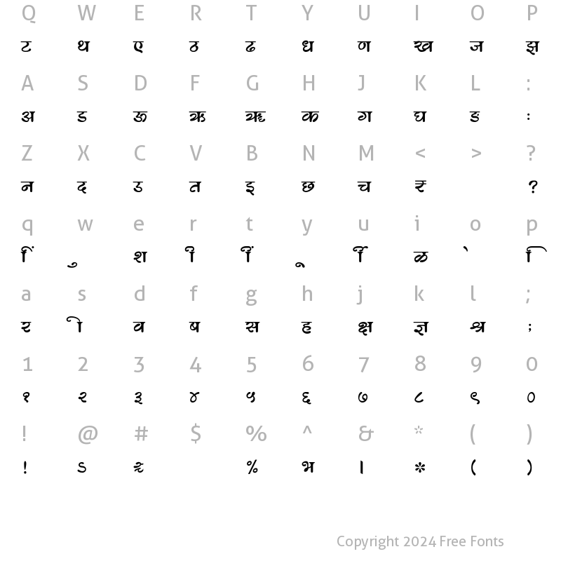 Character Map of SHREE-DEV7-2416 Regular