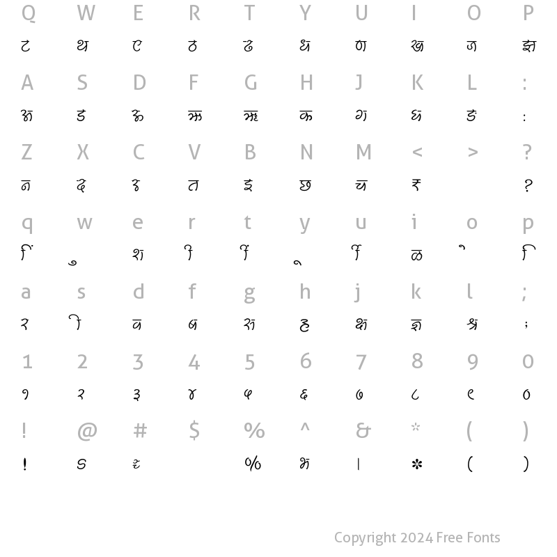 Character Map of SHREE-DEV7-2417 Regular