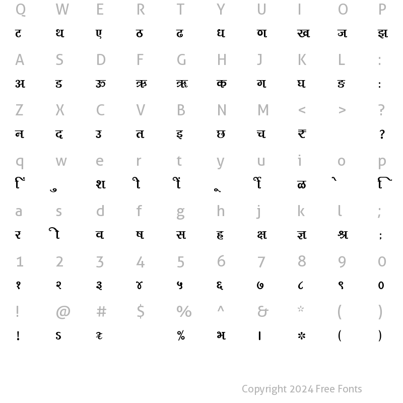 Character Map of SHREE-DEV7-2418 Regular