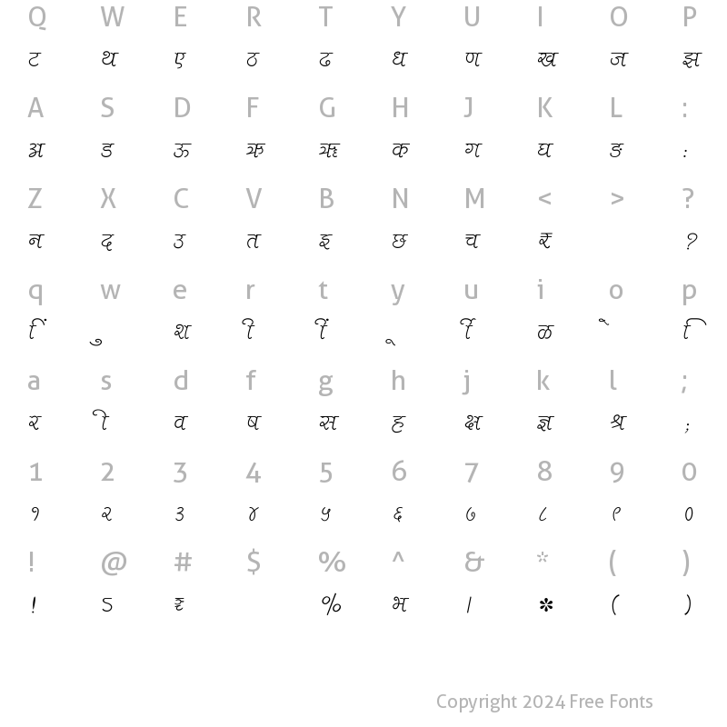 Character Map of SHREE-DEV7-2419 Regular